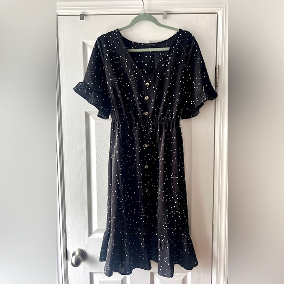 Starry Night Black Dress with Tie - Picture 1 of 4
